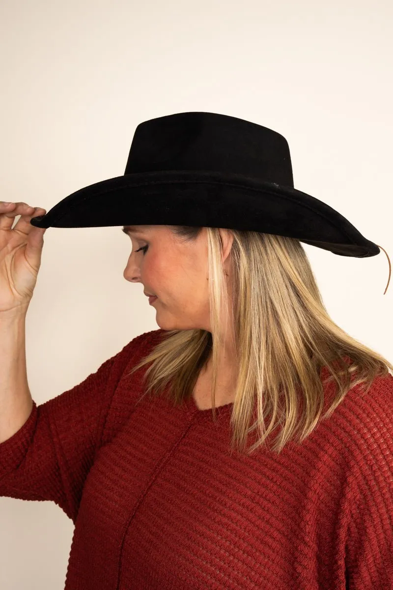 25% OFF! Be Clever Colorado City Black Faux Suede Fedora